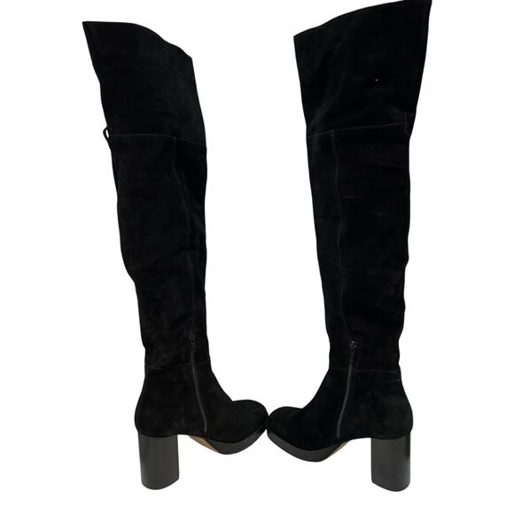 Free People SZ 39 US 9 Echo Black Suede Over The Knee Platform Heel Slouch Boot - Picture 12 of 16